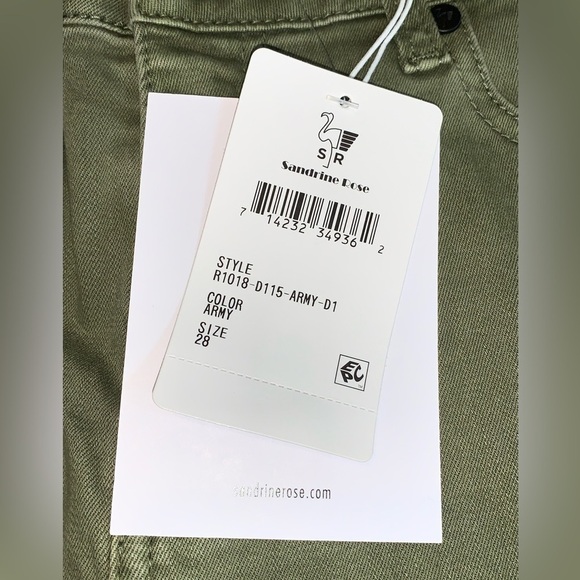 NWT Sandrine Rose X Free People army green skinny ankle pants jeans size 28 crop - Picture 9 of 10